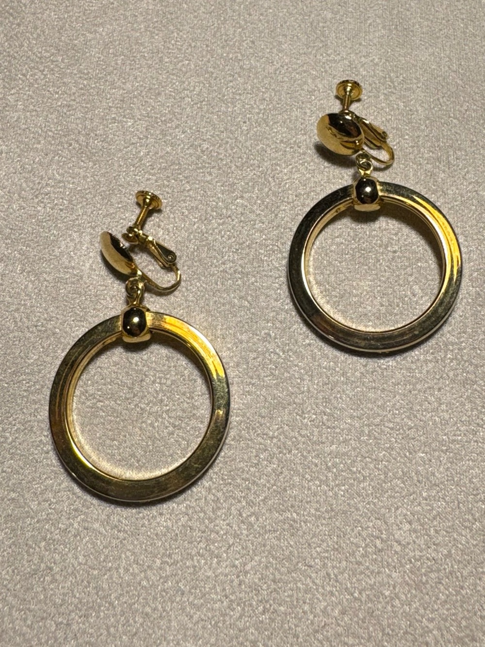 Classic Gold-Tone Hoop Drop Clip-On Earrings